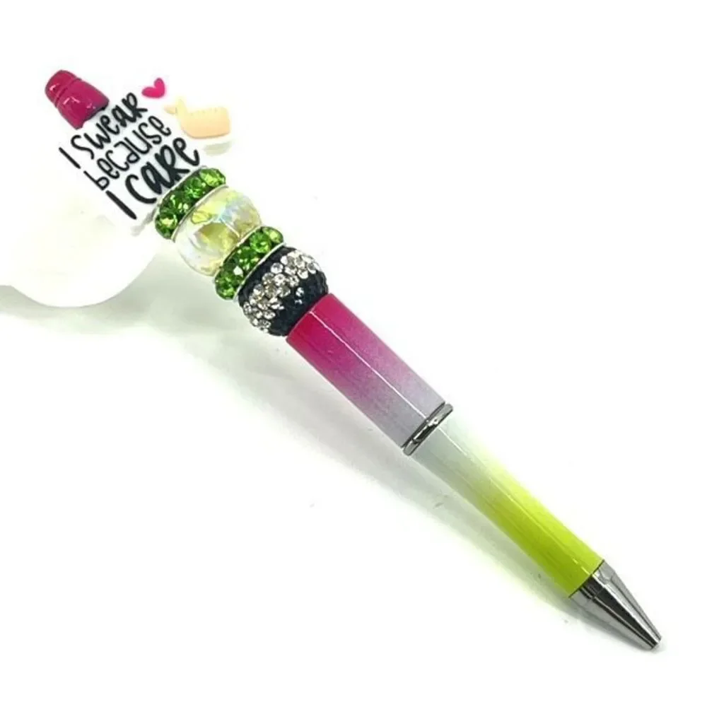 I swear because I care heart fingers handmade pen NEW beads rhinestone bling clo